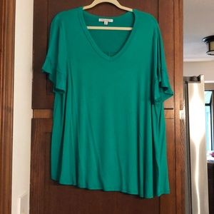 Short sleeve ruffle sleeve T-shirt